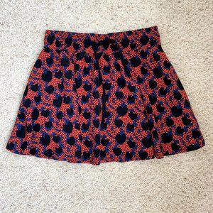 Red - Black  A-Line Heart Printed  Skirt Small